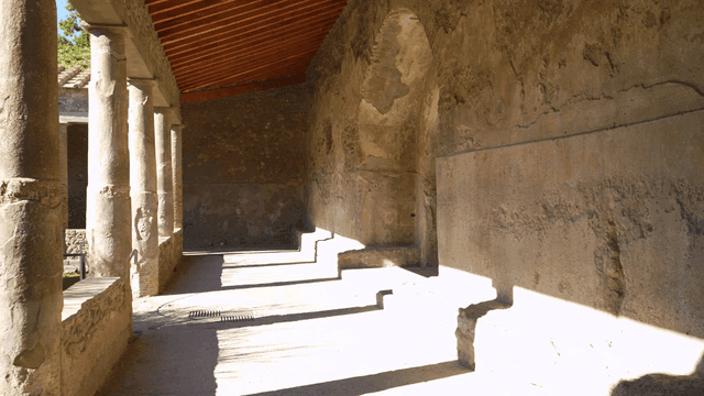 Ancient stone pillars and courtyard