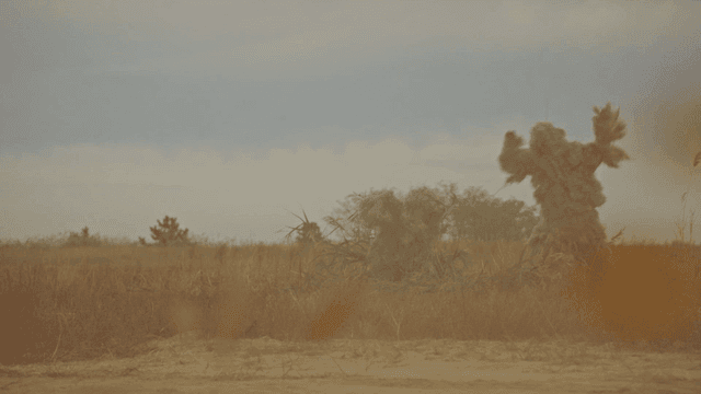 길리슈트를 입고 위장 중인 사람들