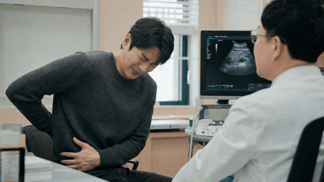 Man complaining of back pain consults doctor