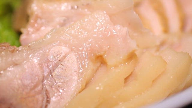 Sliced boiled pork on a plate