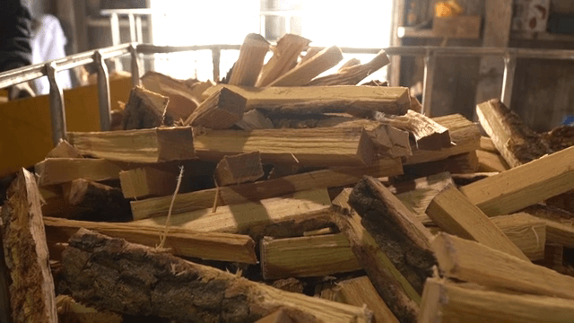 잘린 나무 조각 더미