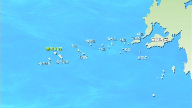 Animated map showcasing geographic location of Korean islands