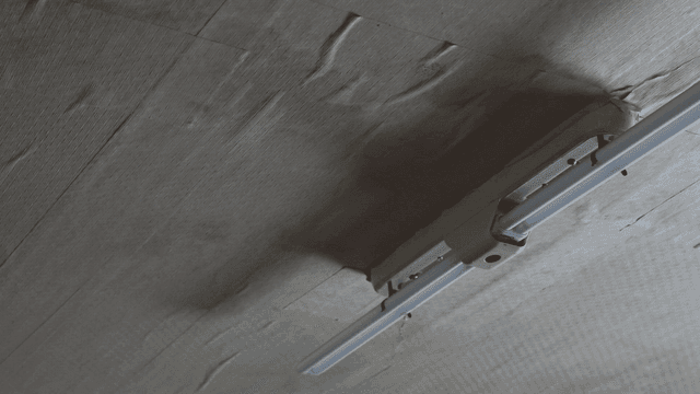 Ceiling with a fluorescent light fixture