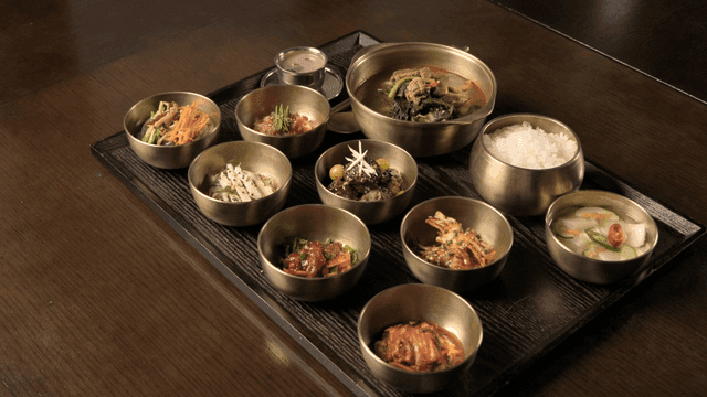 Traditional Korean cuisine with variety of dishes