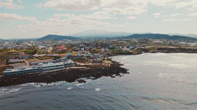 Coastal town with scenic ocean view