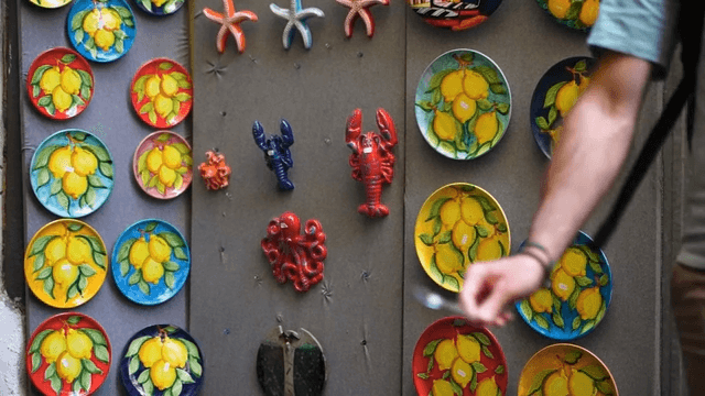 Colorful ceramic plates and sea creatures
