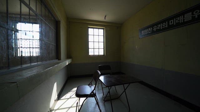 Visiting Room Inside a Prison with Sunlight