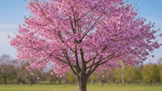 Cherry blossom trees in full bloom