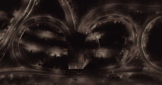 고속도로 교차로의 야경