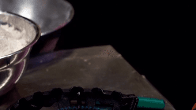 Flipping Potato Pancake batter in a pan