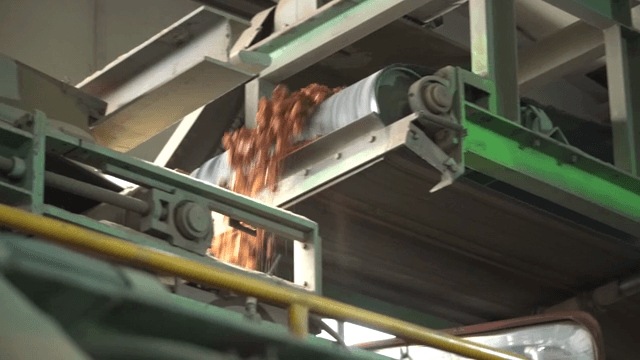 Conveyor belt in a factory processing materials