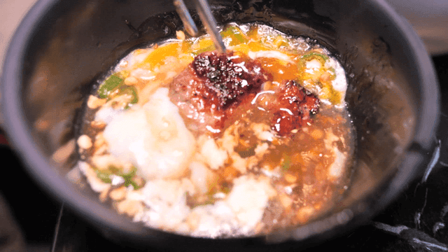 Barbecue meat dipped in egg sauce