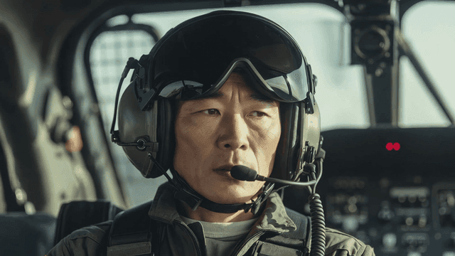 Pilot focused in the cockpit of an aircraft