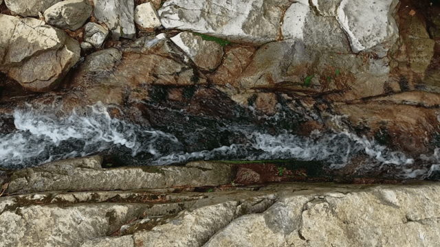 Clear stream flowing between rocks