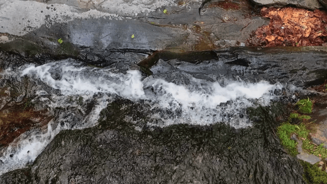 바위 위로 흐르는 고요한 시냇물