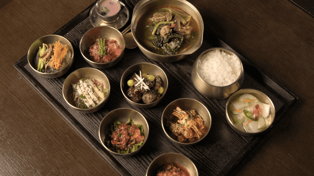 Traditional Korean cuisine with variety of dishes