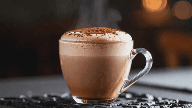 김이 나는 핫초코 한 잔