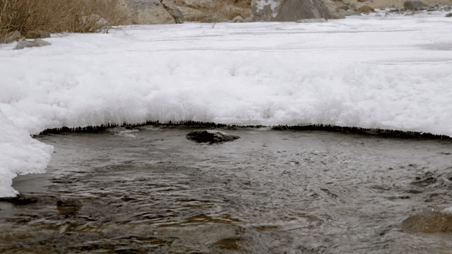 얼음 아래로 흐르는 강