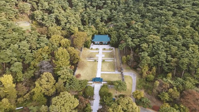 숲으로 둘러싸인 전통 건물