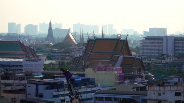 Bangkok, bustling city with temples in the afternoon