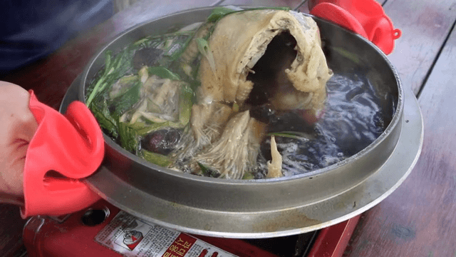 Korean Whole Chicken Soup boiling on a stove