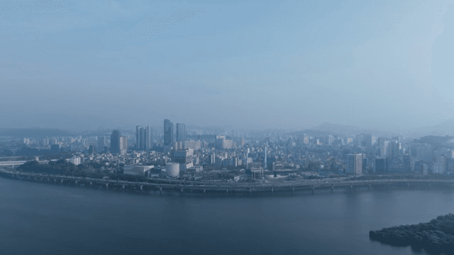 City skyline with a river in view