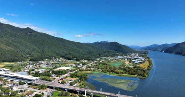 Scenic view of mountains and a river