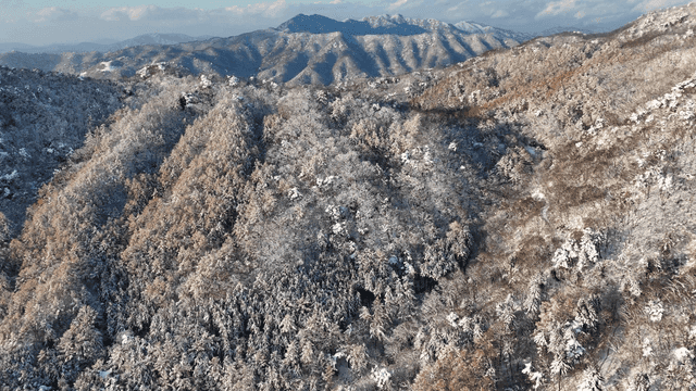Snow-covered mountains in winter