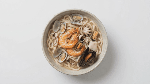 Bowl of seafood kalguksu