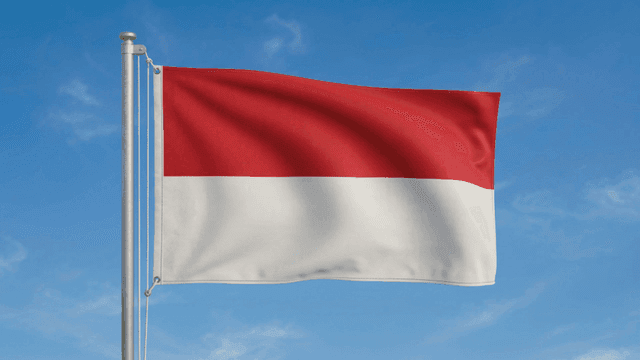 Indonesian flag fluttering against clear sky