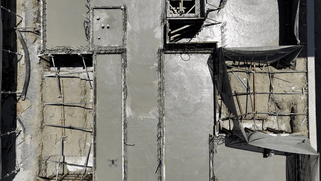 Construction site with poured concrete