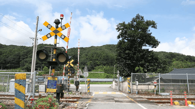 Railroad crossing in a rural area
