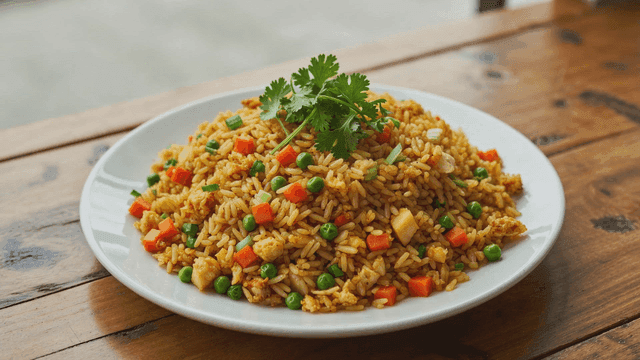 Colorful plate of Khao Pad
