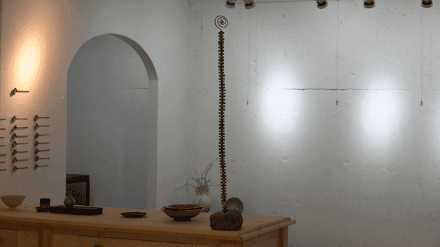 Artistic installation in a minimalist gallery