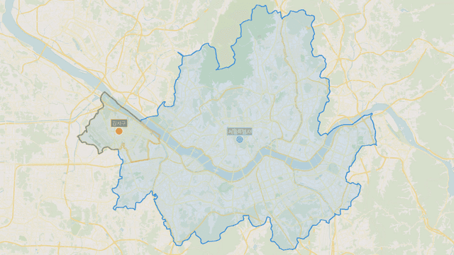 Map highlighting Gangseo-gu area of ​​Seoul