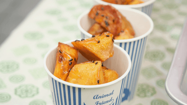 Sweet potato candy in paper cup