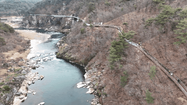 River with winding walking path