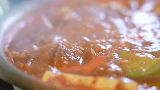 Zucchini Gochujang Stew Boiling in Pot