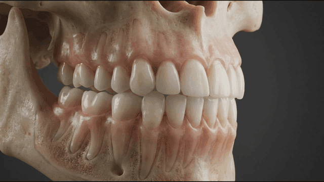 Detailed view of human teeth and gums