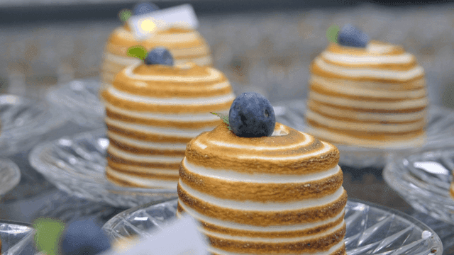 Sweet dessert topped with blueberries