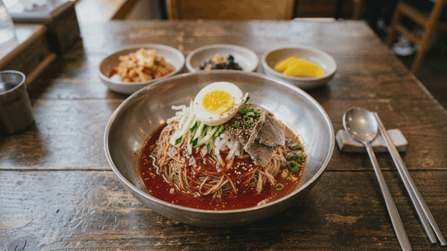 Bowl of spicy bibim naengmyeon