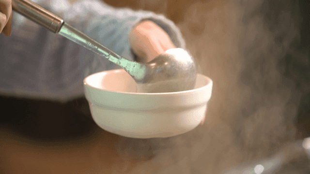 Porridge served in white bowl