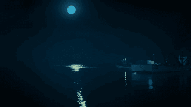 달빛 아래 어선들