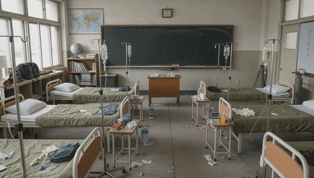 병원 병동으로 변한 빈 교실