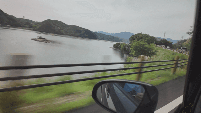 Scenic drive along riverside road