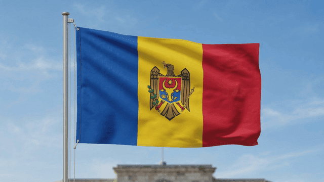 Moldovan flag fluttering under clear sky