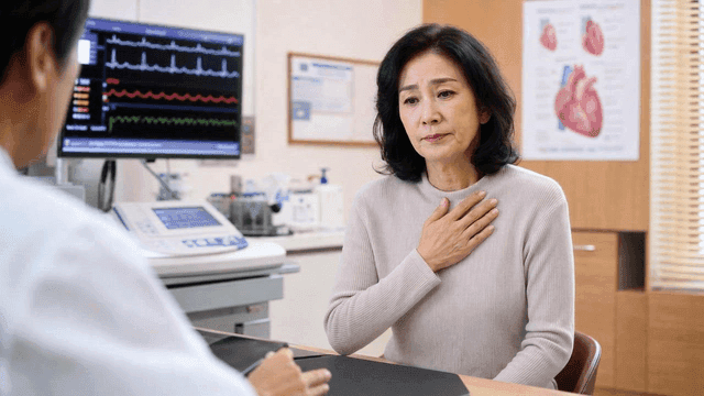 Woman is consulting with doctor at hospital