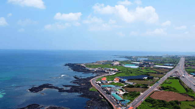 Coastal road and ocean view on a sunny day