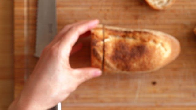 Scene showing a cross section of a cut baguette