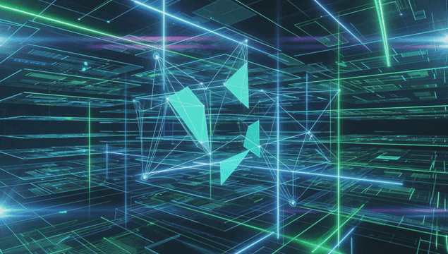 Digital network with glowing lines